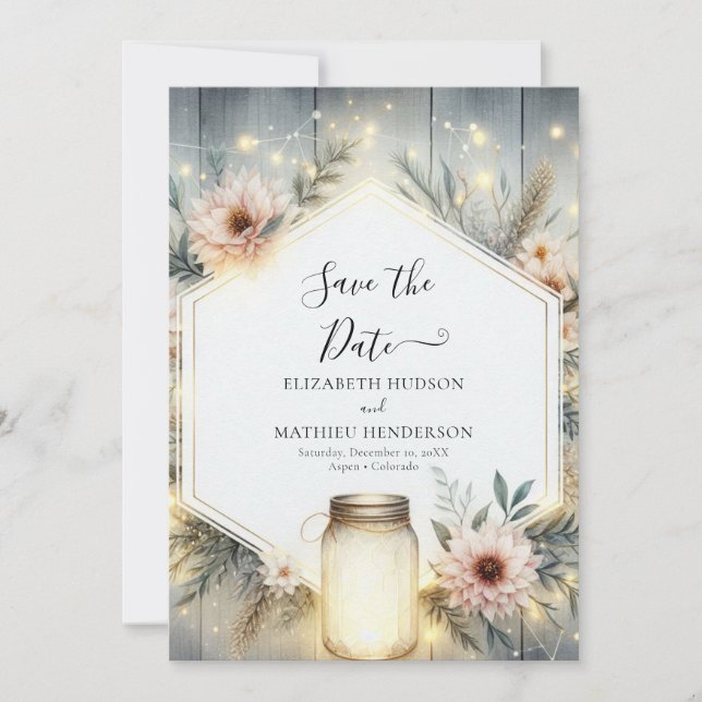 Reserve A Data Rustic Florals Mason Jar Wedding (Frente)