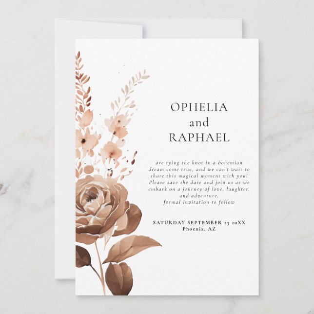 Reserve A Data Rustic Florals Photo Overlay Código QR Boho Casame (Frente)