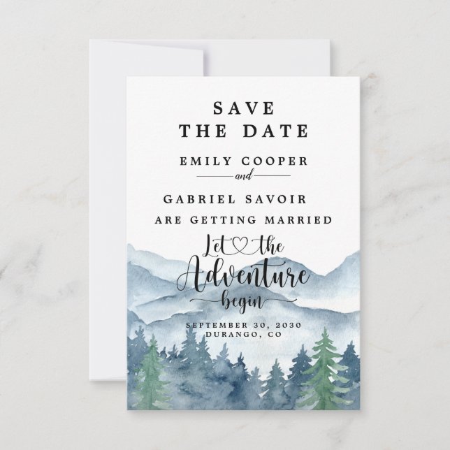 Reserve A Data Rustic Forest Watercolor Wedding  (Frente)