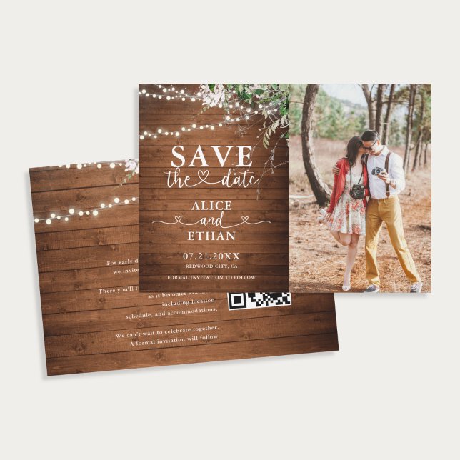 Reserve A Data Rustic Greenery Heart Photo Save The Date (Criador carregado)