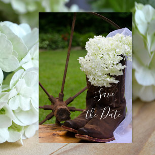Reserve A Data Rustic Hydrangea Cowboy Boots Salvar a Data