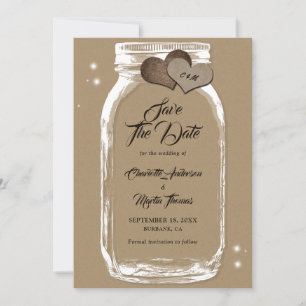 Reserve A Data Rustic Kraft Paper Mason Jar Wedding