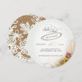 Reserve A Data Rustic Lace Rust Boho Wedding