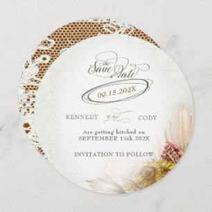Reserve A Data Rustic Lace Rust Boho Wedding