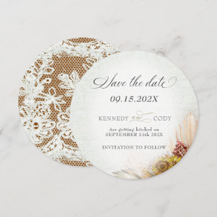 Reserve A Data Rustic Lace Rust Boho Wedding