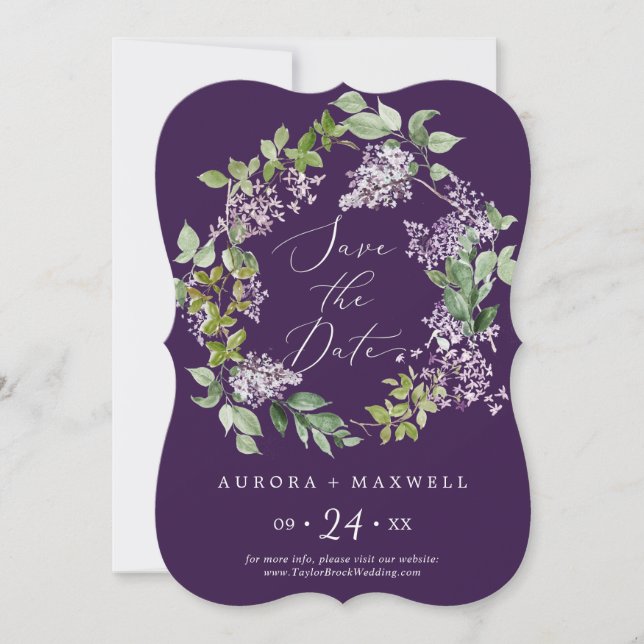 Reserve A Data Rustic Lilac | Casamento Roxo (Frente)
