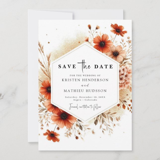 Reserve A Data Rustic Lovely Terracotta Wedding (Frente)