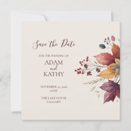 Reserve A Data Rustic Maple Leaf Fall Wedding Save the Date Card