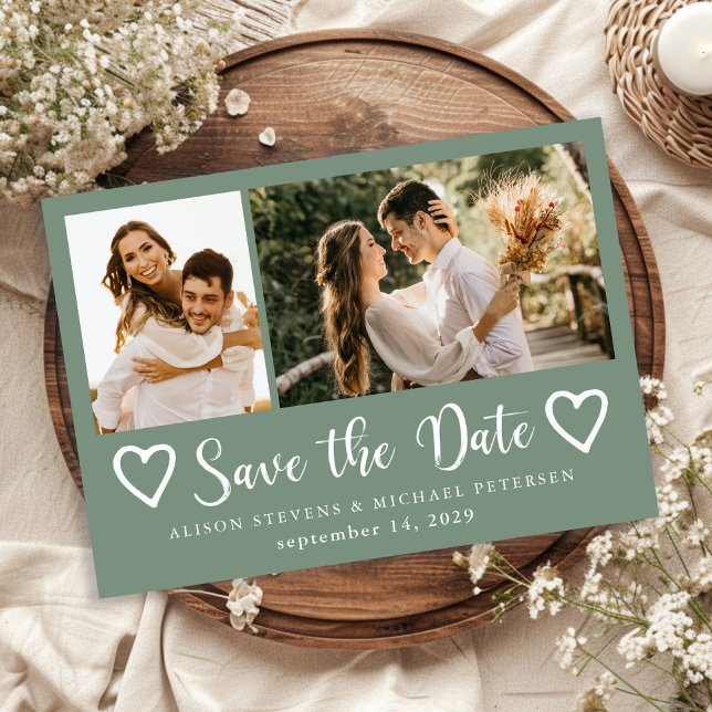 Reserve A Data Rustic modern 2 photo sage green wedding  (Criador carregado)