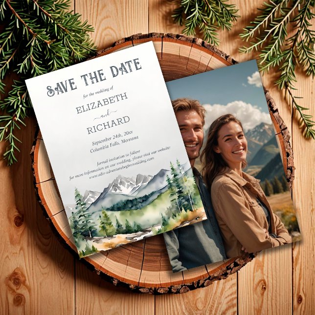 Reserve A Data Rustic Mountain Adventure inicia foto de casamento (Criador carregado)