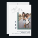 Reserve A Data Rustic Mountain Nature Outdoor Foto Azul<br><div class="desc">Pode ser totalmente personalizado para atender às suas necessidades. © Gorjo Designs. Feito para você através da plataforma Zazzle. // Nota: a foto usada é apenas uma imagem marcadora. Você precisará substituir por sua própria foto antes de solicitar/imprimir. Se precisar de ajuda com isso, por favor, entre em contato comigo....</div>