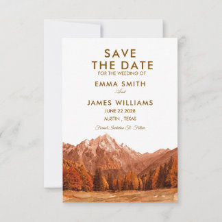 RESERVE A DATA RUSTIC MOUNTAIN SIMPLE WEEDING INVITE