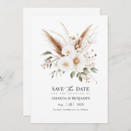 Reserve A Data Rustic Pampas Grass Boho Bohemian Wedding QR Code