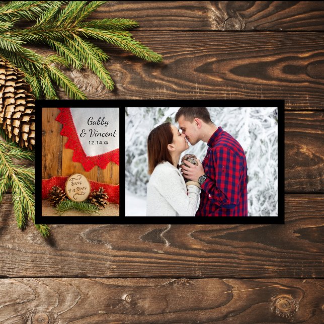 Reserve A Data Rustic Pines Red Lace Woods Casamento Salve Data (Set a woodsy tone with the Rustic Pines and Red Lace Woodland Wedding Save the Date Photo Card.)