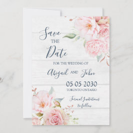 Reserve A Data Rustic Pink Floral Spring Save the Date Card