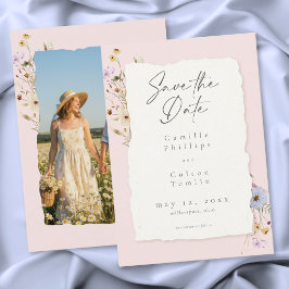 Reserve A Data Rustic Pink Romantic Wildflower Wedding Photo