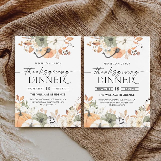 Reserve A Data Rustic Pumpkin Thanksgiving Dinner Invitation (Criador carregado)