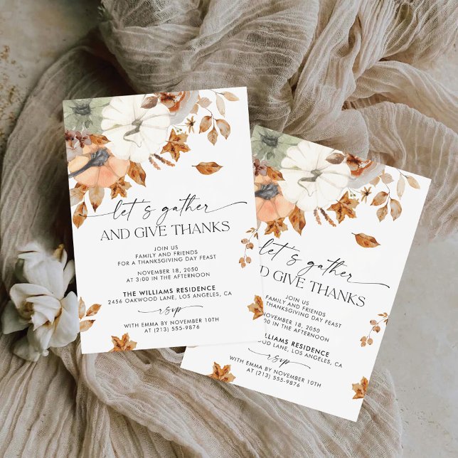 Reserve A Data Rustic Pumpkin Thanksgiving Dinner Invitation (Criador carregado)