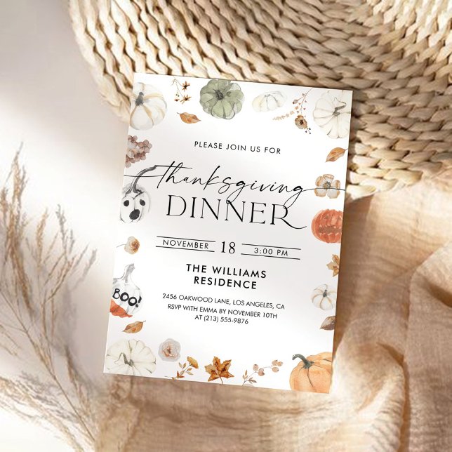Reserve A Data Rustic Pumpkin Thanksgiving Dinner Invitation (Criador carregado)