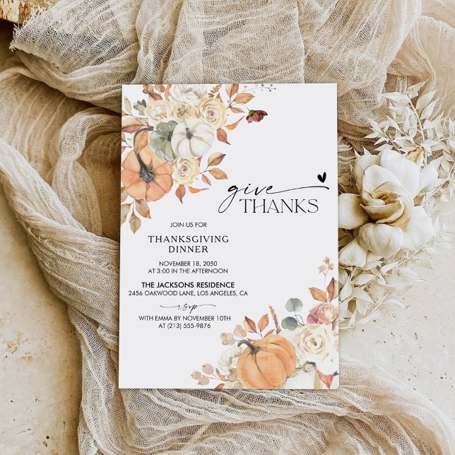 Reserve A Data Rustic Pumpkin Thanksgiving Dinner Invitation (Criador carregado)