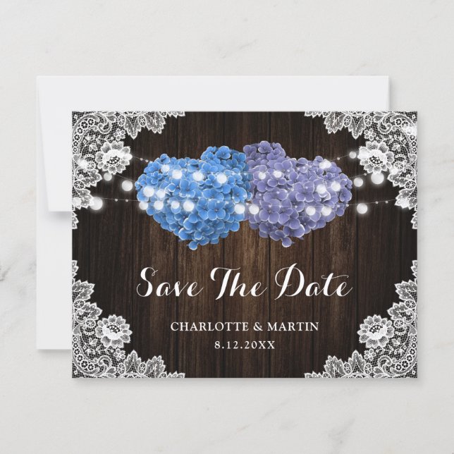 Reserve A Data Rustic Purple and Blue Floral Wedding (Frente)
