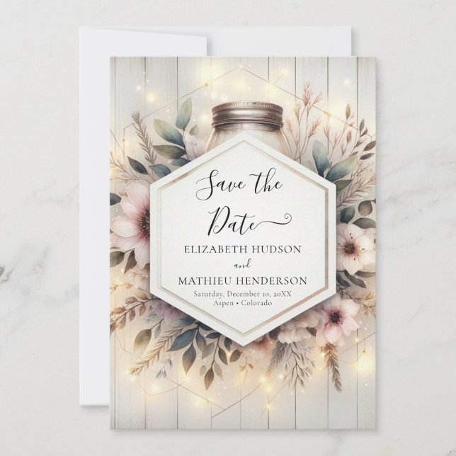 Reserve A Data Rustic Romantic Mason Jar Wedding (Frente)