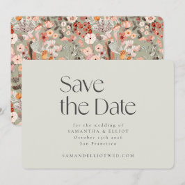 Reserve A Data Rustic Sage Taupe Floral Boho Casamento Personaliz