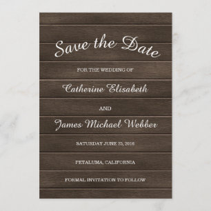 Reserve A Data Rustic Salve a Data Convite, Fundo da Madeira
