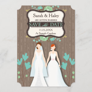 Reserve A Data Rustic Save the Date Card, Duas Brides