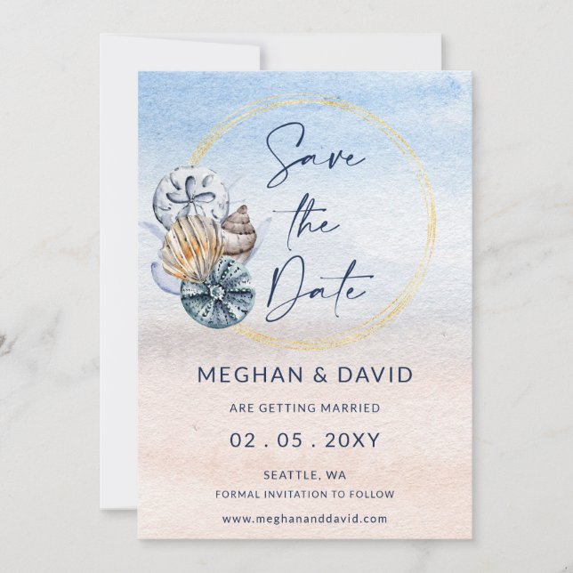 Reserve A Data Rustic Seashells Ocean Sea Summer Photo (Frente)