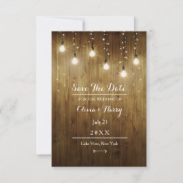 Reserve A Data Rustic String Of Lights Country Save The Date Card