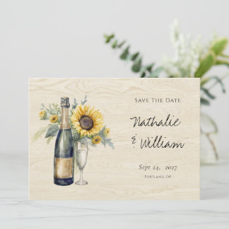 Reserve A Data Rustic Sunflower Champagne Save the Date Card