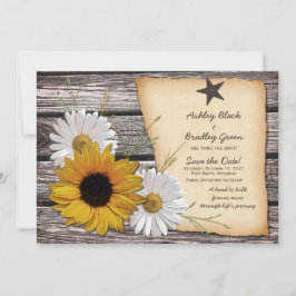 Reserve A Data Rustic Sunflower Daisy Weding Save the Date