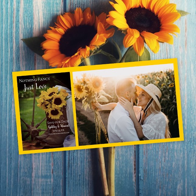 Reserve A Data Rustic Sunflower e Boots Casamento Salvem a Data (Criador carregado)