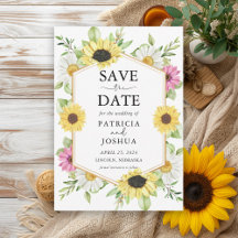 Rustic Sunflower Save the Date Wedcard
