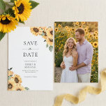 Reserve A Data Rustic Sunflower With Photo Elegant Wedding<br><div class="desc">Announce your upcoming wedding with this rustic sunflower save the date card. It features elegent corner watercolor florals on a crisp white background. Personalize with your photo on the back. This design is perfect for couples planning a late summer or fall / autumn outdoor garden ceremony with a country chic...</div>
