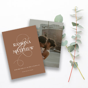 Reserve A Data Rustic Terracotta Foto Ampersand Salvar Data