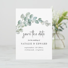 Reserve A Data Rustic Watercolor Eucalyptus Greenery Wedding