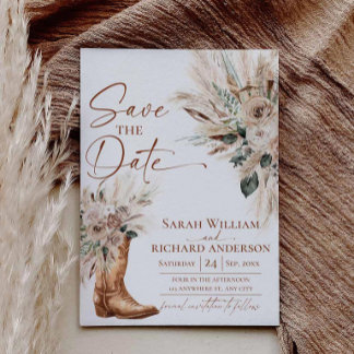 Reserve A Data Rustic Western Boho Cowgirl Boots Save the Date
