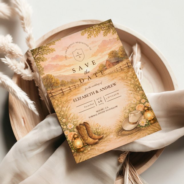 Reserve A Data Rustic Western Meadow Wedding (Criador carregado)