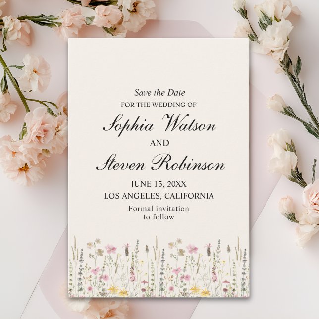 Reserve A Data Rustic Wildflower Wedding in Beige Tones (Criador carregado)