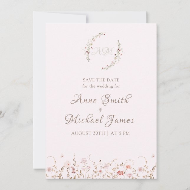 Reserve A Data Rustic Wildflowers with Photo Boho Country Floral (Frente)