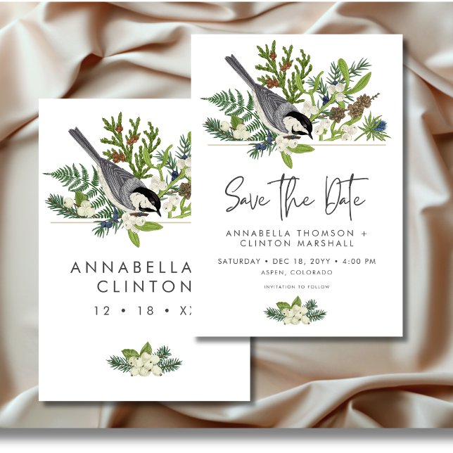 Reserve A Data Rustic Winter Nature & Pine Weding (Rustic Winter Nature & Pine Wedding Save The Date)
