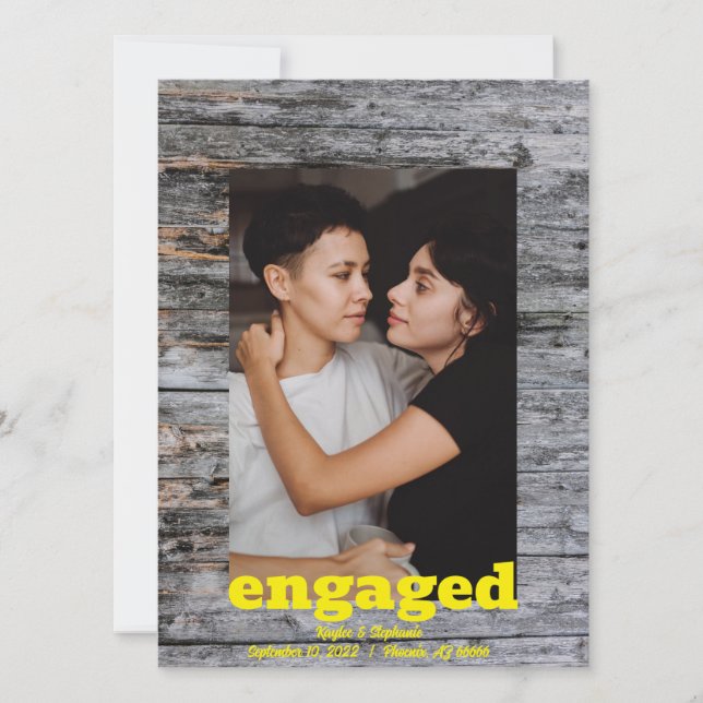 Reserve A Data Rustic Wood Save the Dates - Foto de Engajamento (Frente)