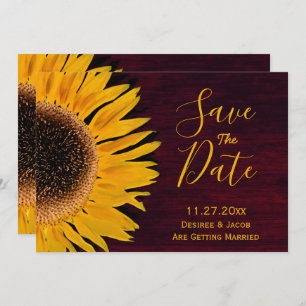 Reserve A Data Rustic Yellow Burgundy Sunflower Salvar Data