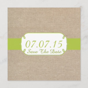 Reserve A Data Rustic Yellow Green and Beige Burlap Salvar Data