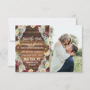 Reserve A Data Rústica País Vermelho Ivory Floral Lace Madeira