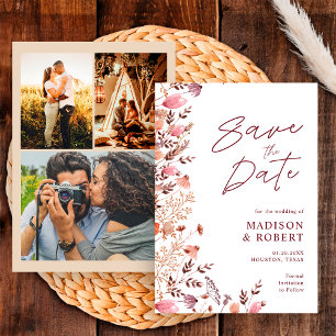 Reserve A Data Rústico Boho Chic Flores Silvestres Múltiplas Foto
