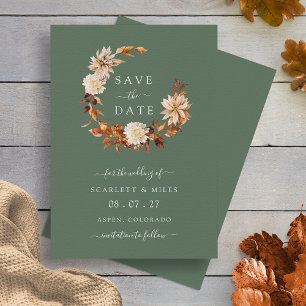 Reserve A Data Sage Fall Wreath Casamento Salvar A Data