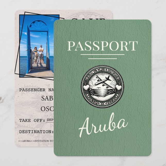 Reserve A Data Sage Green Aruba Passport Salvar Data (Frente/Verso)